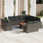 vidaXL Set de sofás de jardín 12 pzas con cojines ratán sintético gris vidaXL Set de sofás de jardín 12 pzas con cojines ratán sintético gris