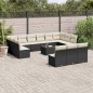 vidaXL Set sofás de jardín 14 pzas con cojines ratán sintético negro