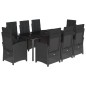 vidaXL Set de comedor de jardín 9 pzas y cojines ratán sintético negro