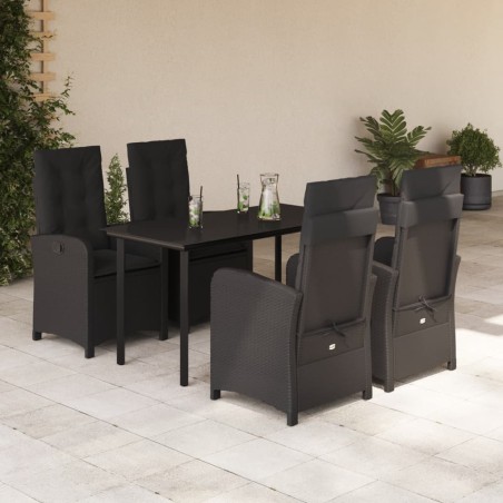 vidaXL Set de muebles jardín 5 pzas con cojines ratán sintético negro