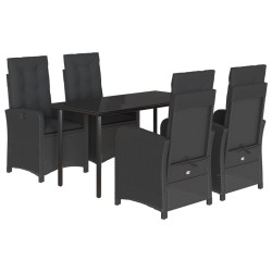vidaXL Set de muebles jardín 5 pzas con cojines ratán sintético negro