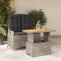vidaXL Juego de comedor jardín 2 pzas con cojines ratán sintético gris vidaXL Juego de comedor jardín 2 pzas con cojines ratán sintético gris