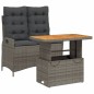 vidaXL Juego de comedor jardín 2 pzas con cojines ratán sintético gris vidaXL Juego de comedor jardín 2 pzas con cojines ratán sintético gris