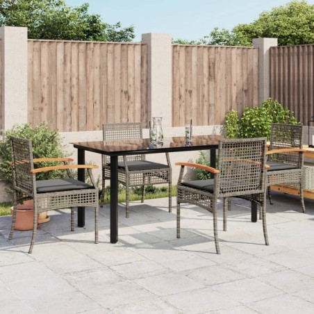 vidaXL Set comedor de jardín 5 piezas con cojines ratán sintético gris
