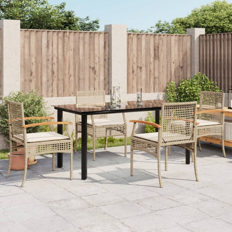 vidaXL Set comedor de jardín 5 pzas con cojines ratán sintético beige vidaXL Set comedor de jardín 5 pzas con cojines ratán sintético beige