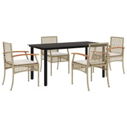 vidaXL Set comedor de jardín 5 pzas con cojines ratán sintético beige