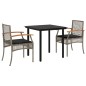 vidaXL Set comedor de jardín 3 piezas con cojines ratán sintético gris vidaXL Set comedor de jardín 3 piezas con cojines ratán sintético gris