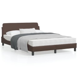 vidaXL Estructura de cama cabecero cuero sintético marrón 140x190 cm