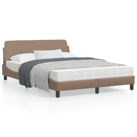 vidaXL Estructura de cama cabecero cuero sintético capuchino 140x190cm