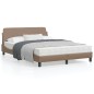 vidaXL Estructura de cama cabecero cuero sintético capuchino 140x190cm vidaXL Estructura de cama cabecero cuero sintético capuchino 140x190cm