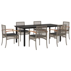 vidaXL Set comedor jardín 7 pzas y cojines ratán sintético gris
