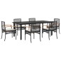 vidaXL Set de comedor de jardín 7 pzas y cojines ratán sintético negro vidaXL Set de comedor de jardín 7 pzas y cojines ratán sintético negro