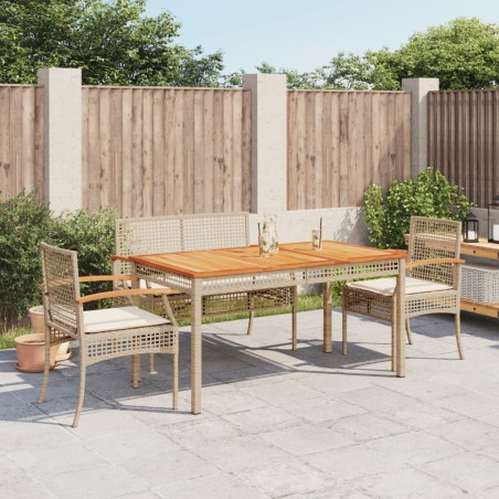 vidaXL Set de comedor jardín con cojines 4 pzas ratán sintético beige