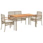 vidaXL Set de comedor jardín con cojines 4 pzas ratán sintético beige vidaXL Set de comedor jardín con cojines 4 pzas ratán sintético beige