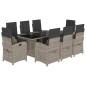 vidaXL Set comedor de jardín 9 pzas cojines ratán sintético gris claro vidaXL Set comedor de jardín 9 pzas cojines ratán sintético gris claro