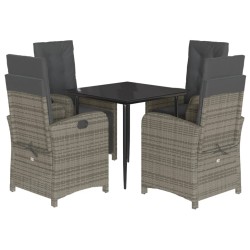 vidaXL Set comedor de jardín 5 piezas con cojines ratán sintético gris