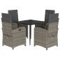 vidaXL Set comedor de jardín 5 piezas con cojines ratán sintético gris vidaXL Set comedor de jardín 5 piezas con cojines ratán sintético gris