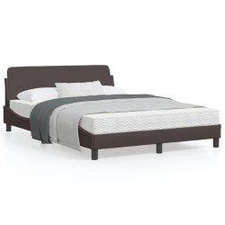 vidaXL Estructura de cama con cabecero de tela marrón oscuro 140x190cm