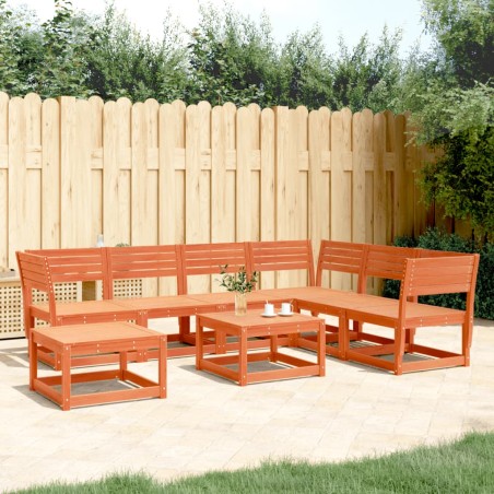 vidaXL Juego de muebles jardín 7 pzas madera maciza pino marrón cera