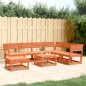 vidaXL Juego de muebles jardín 7 pzas madera maciza pino marrón cera vidaXL Juego de muebles jardín 7 pzas madera maciza pino marrón cera
