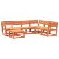 vidaXL Juego de muebles jardín 7 pzas madera maciza pino marrón cera vidaXL Juego de muebles jardín 7 pzas madera maciza pino marrón cera