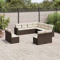 vidaXL Set de sofás de jardín 11 pzas cojines ratán sintético marrón