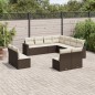vidaXL Set de sofás de jardín 11 pzas cojines ratán sintético marrón