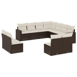 vidaXL Set de sofás de jardín 11 pzas cojines ratán sintético marrón