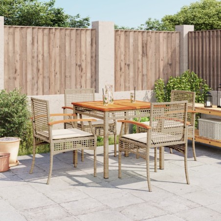 vidaXL Set comedor de jardín 5 pzas con cojines ratán sintético beige
