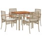 vidaXL Set comedor de jardín 5 pzas con cojines ratán sintético beige