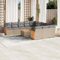 vidaXL Set de sofás de jardín 12 pzas y cojines ratán sintético marrón