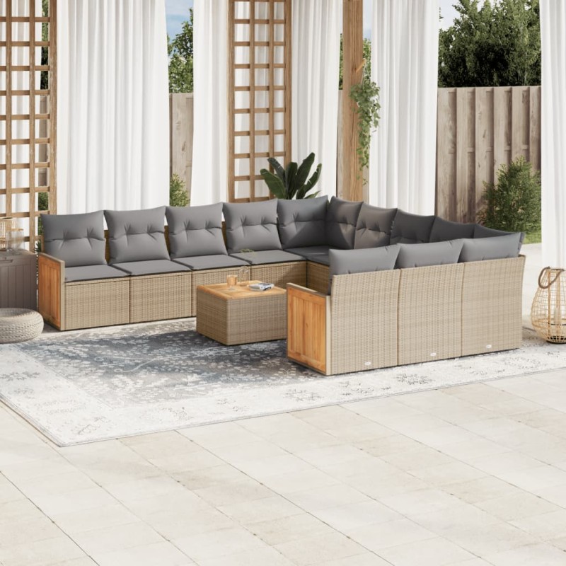vidaXL Set de sofás de jardín 12 pzas y cojines ratán sintético marrón vidaXL Set de sofás de jardín 12 pzas y cojines ratán sintético marrón