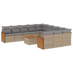 vidaXL Set de sofás de jardín 12 pzas y cojines ratán sintético marrón