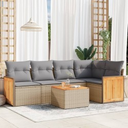vidaXL Juego de sofás jardín con cojines 6 pzas ratán sintético beige