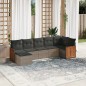 vidaXL Set de sofás de jardín 7 piezas con cojines ratán PE gris vidaXL Set de sofás de jardín 7 piezas con cojines ratán PE gris