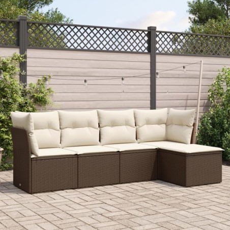 vidaXL Set comedor de jardín 5 piezas y cojines ratán sintético marrón