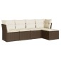 vidaXL Set comedor de jardín 5 piezas y cojines ratán sintético marrón vidaXL Set comedor de jardín 5 piezas y cojines ratán sintético marrón