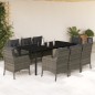 vidaXL Set comedor jardín 9 pzas y cojines ratán sintético gris vidaXL Set comedor jardín 9 pzas y cojines ratán sintético gris