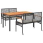vidaXL Set comedor de jardín 3 pzas con cojines ratán sintético negro vidaXL Set comedor de jardín 3 pzas con cojines ratán sintético negro