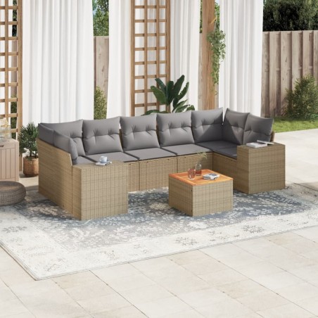 vidaXL Juego de sofás de jardín con cojines beige 8 pzas ratán PE