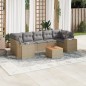 vidaXL Juego de sofás de jardín con cojines beige 8 pzas ratán PE
