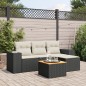 vidaXL Set de muebles de jardín 5 pzas y cojines ratán sintético negro