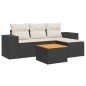 vidaXL Set de muebles de jardín 5 pzas y cojines ratán sintético negro