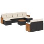 vidaXL Set de sofás de jardín 10 pzas cojines ratán sintético negro vidaXL Set de sofás de jardín 10 pzas cojines ratán sintético negro