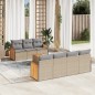 vidaXL Juego de sofás de jardín con cojines beige 8 pzas ratán PE vidaXL Juego de sofás de jardín con cojines beige 8 pzas ratán PE