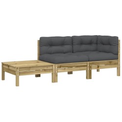 vidaXL Sofá de jardín con cojines reposapiés madera de pino impregnada