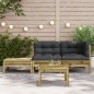 vidaXL Sofá de jardín con cojines reposapiés madera de pino impregnada vidaXL Sofá de jardín con cojines reposapiés madera de pino impregnada