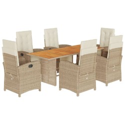 vidaXL Set comedor de jardín 7 pzas con cojines ratán sintético beige