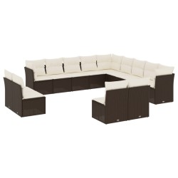 vidaXL Set de sofás de jardín con cojines 13 piezas ratán PE marrón