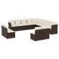 vidaXL Set de sofás de jardín con cojines 13 piezas ratán PE marrón vidaXL Set de sofás de jardín con cojines 13 piezas ratán PE marrón